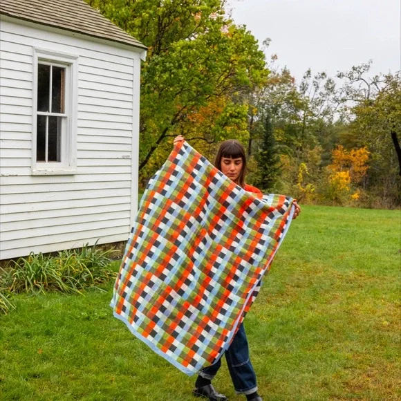 Block shop Textiles long Colorful Checkered Scarf - Picture 4 of 5